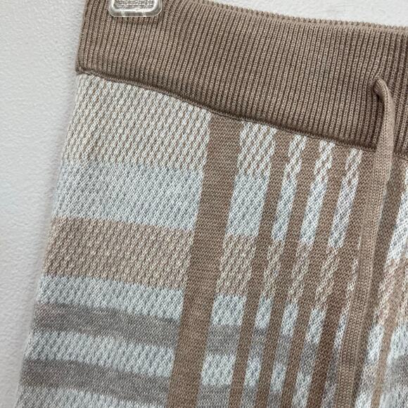 Elie Tahari XS Knit Lounge Pants Neutral Birdseye Plaid Wide Leg Soft Comfy Chic - Picture 5 of 11